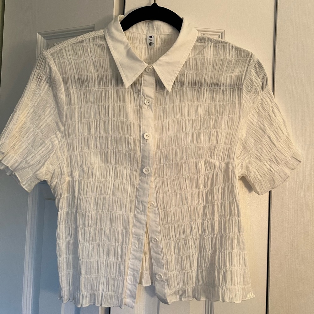 Sheer white cotton summer top sz Medium